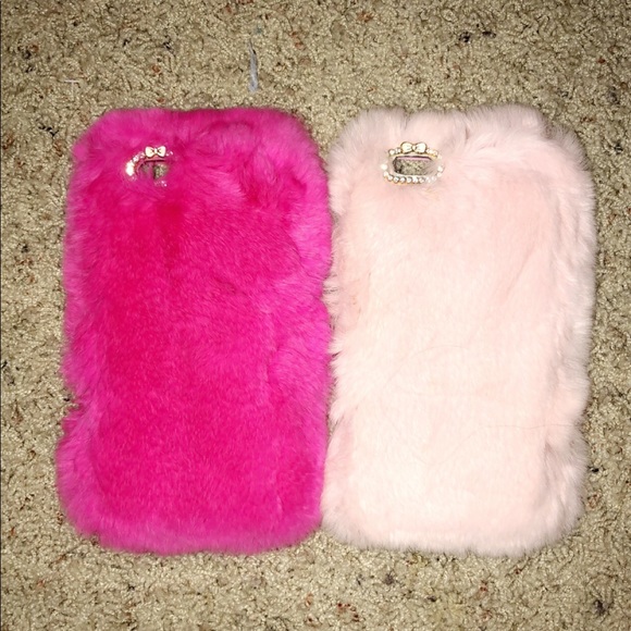 2 pink fur iPhone 6/7 plus cases - Picture 1 of 4